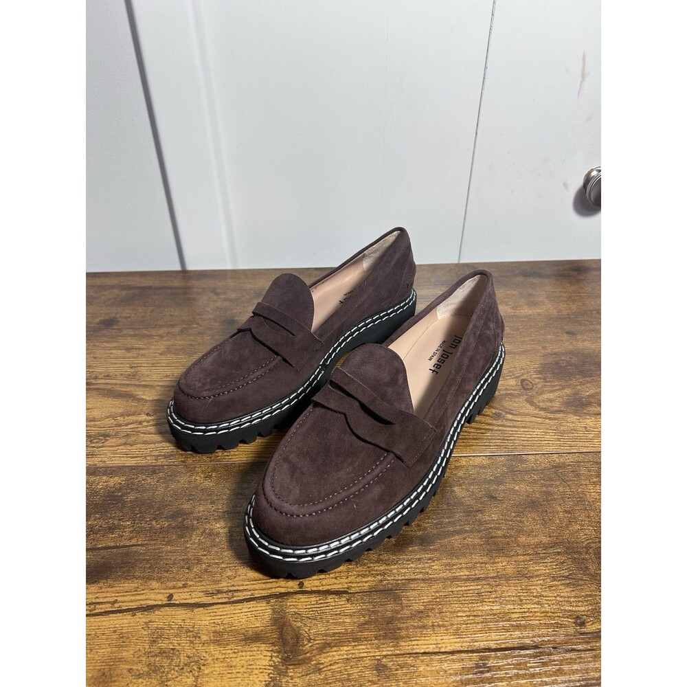 Jon Josef Brown Suede Chunky Lug Sole Penny Loafers Women's Size 37 Spain Fall